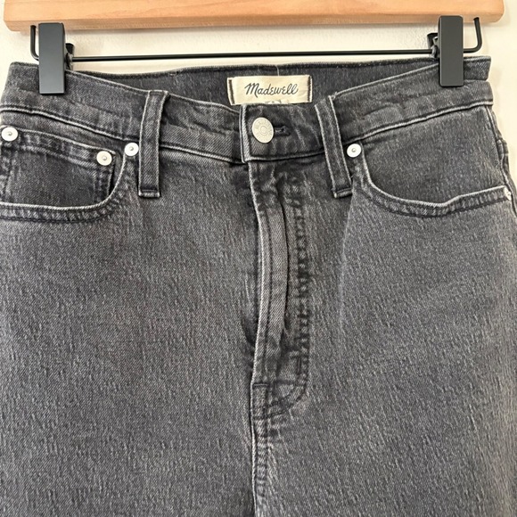 Madewell The Perfect Vintage Straight Jeans Black Wash Frayed Hem Denim Size 26 - Picture 2 of 12